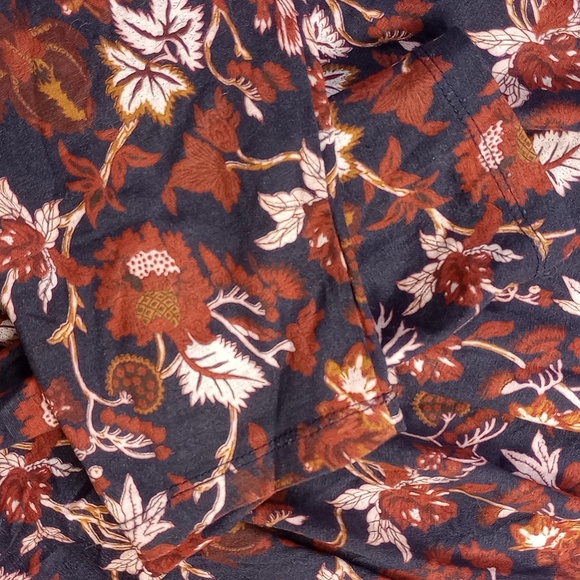 Lucky Brand Floral Print Pleated V Neck Women’s Medium 3/4 Sleeve Blue & Red - Picture 4 of 8